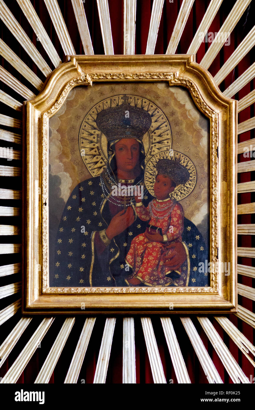 Trnava, Slovakia. 2018/4/12. The icon of Madonna with Baby Jesus. The Saint John the Baptist Cathedral in Trnava. Stock Photo