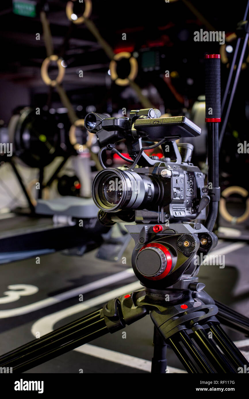 detail of professional camera equipment, film production studio Stock Photo Alamy