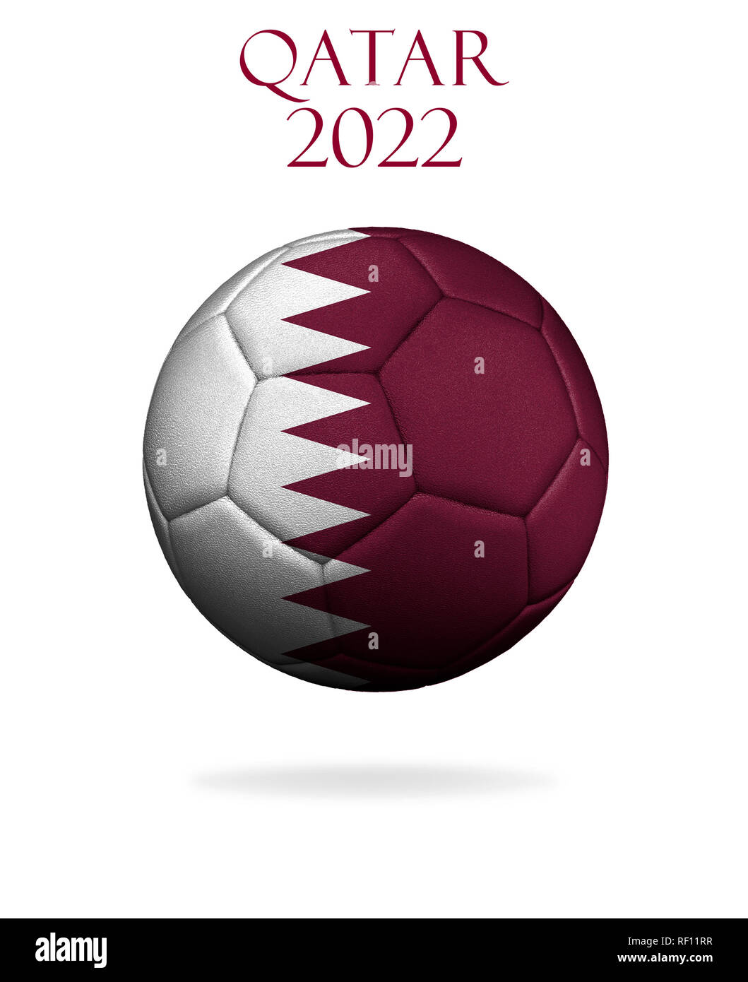 The flag of Qatar  is depicted on a soccer ball  Isolated on 