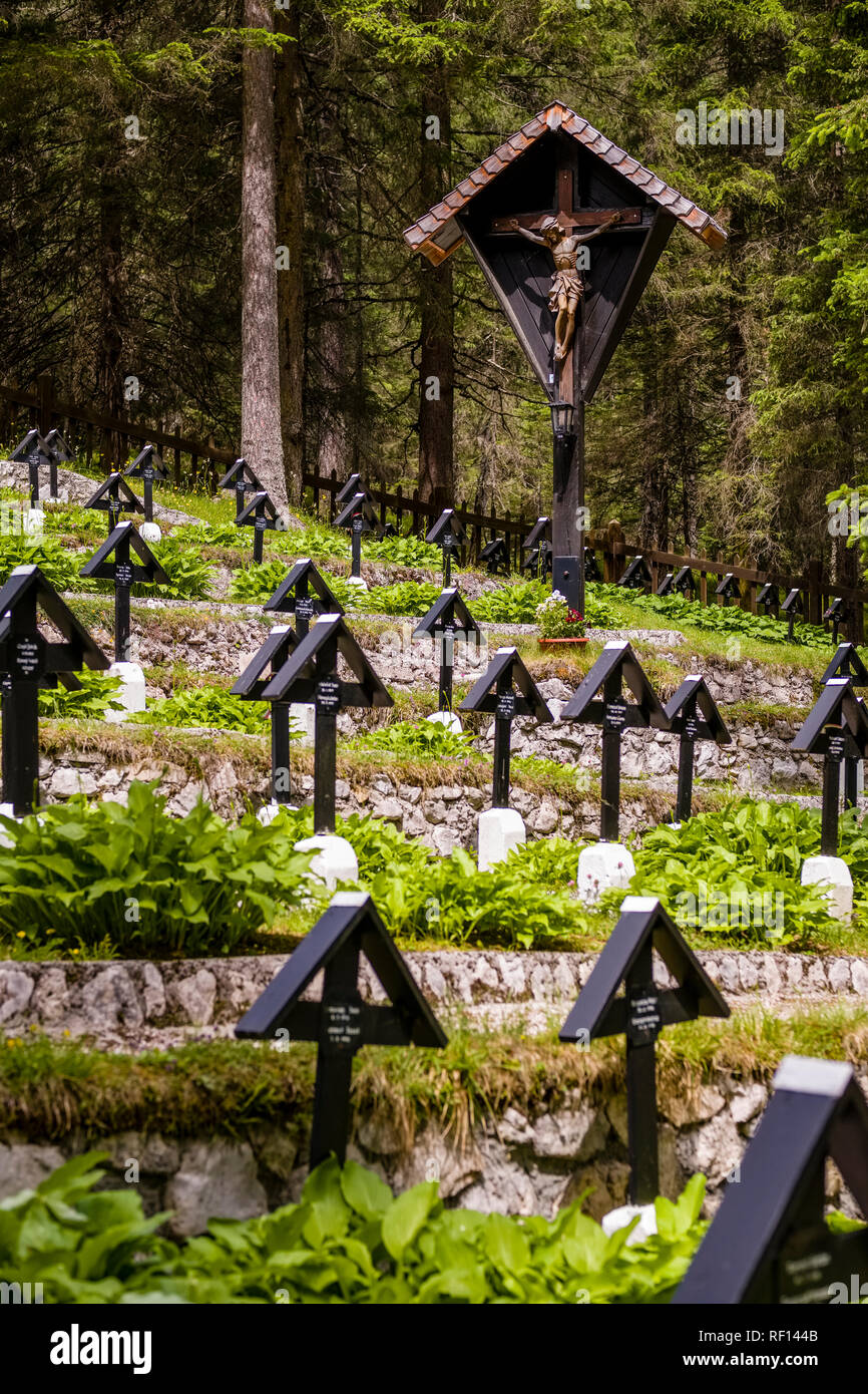 Graves of 1259 soldiers, died in World War 1, on Military Cemetery Nasswand Stock Photo