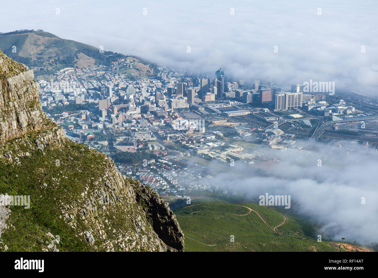 Devil's Peak is a popular hiking destination for residents and tourists in  Table Mountain National Park, Cape Town, Western Cape, South Africa Stock Photo