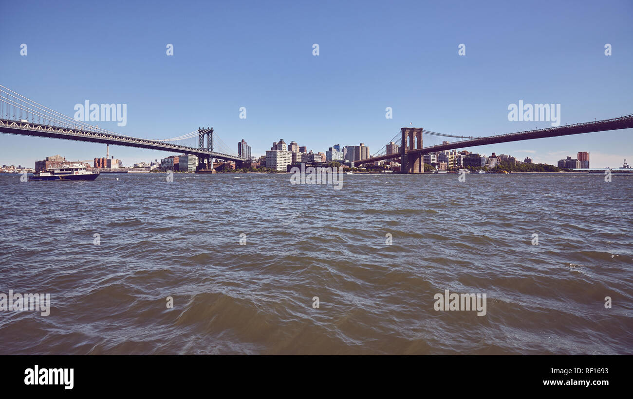 Panorama view brooklyn bridge hi-res stock photography and images - Alamy