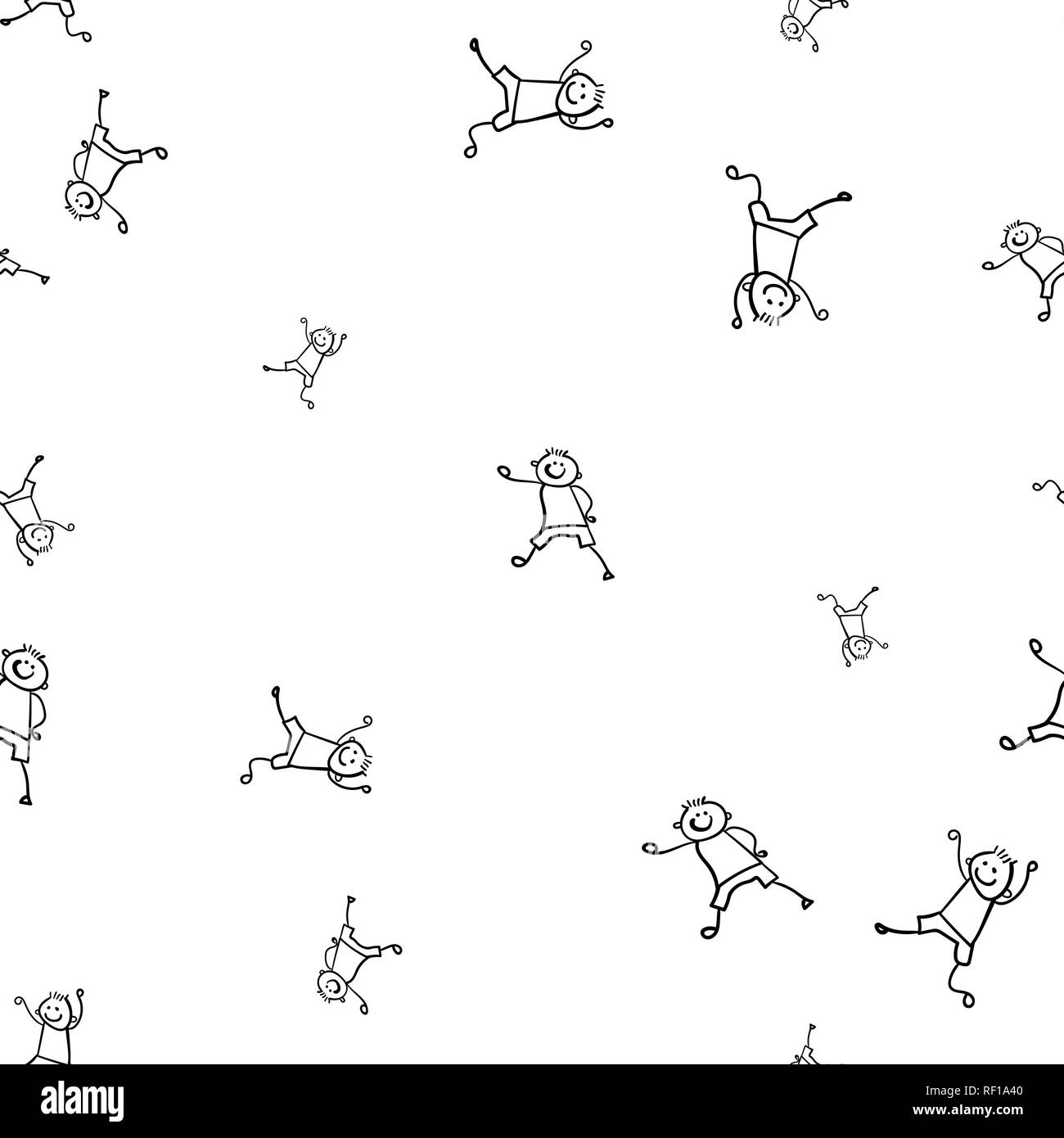Kids seamless pattern in doodle style. Vector illustration on white ...