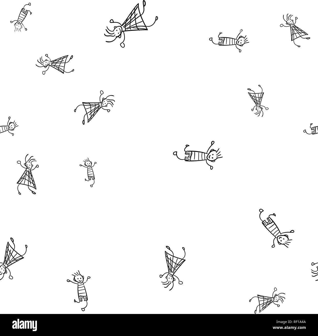Kids seamless pattern in doodle style. Vector illustration on white ...