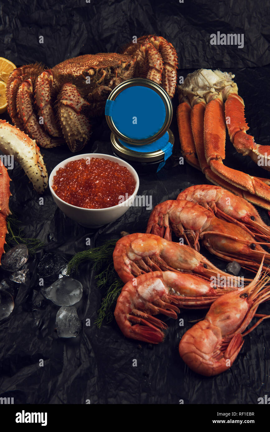 Set of fresh seafood Stock Photo Alamy