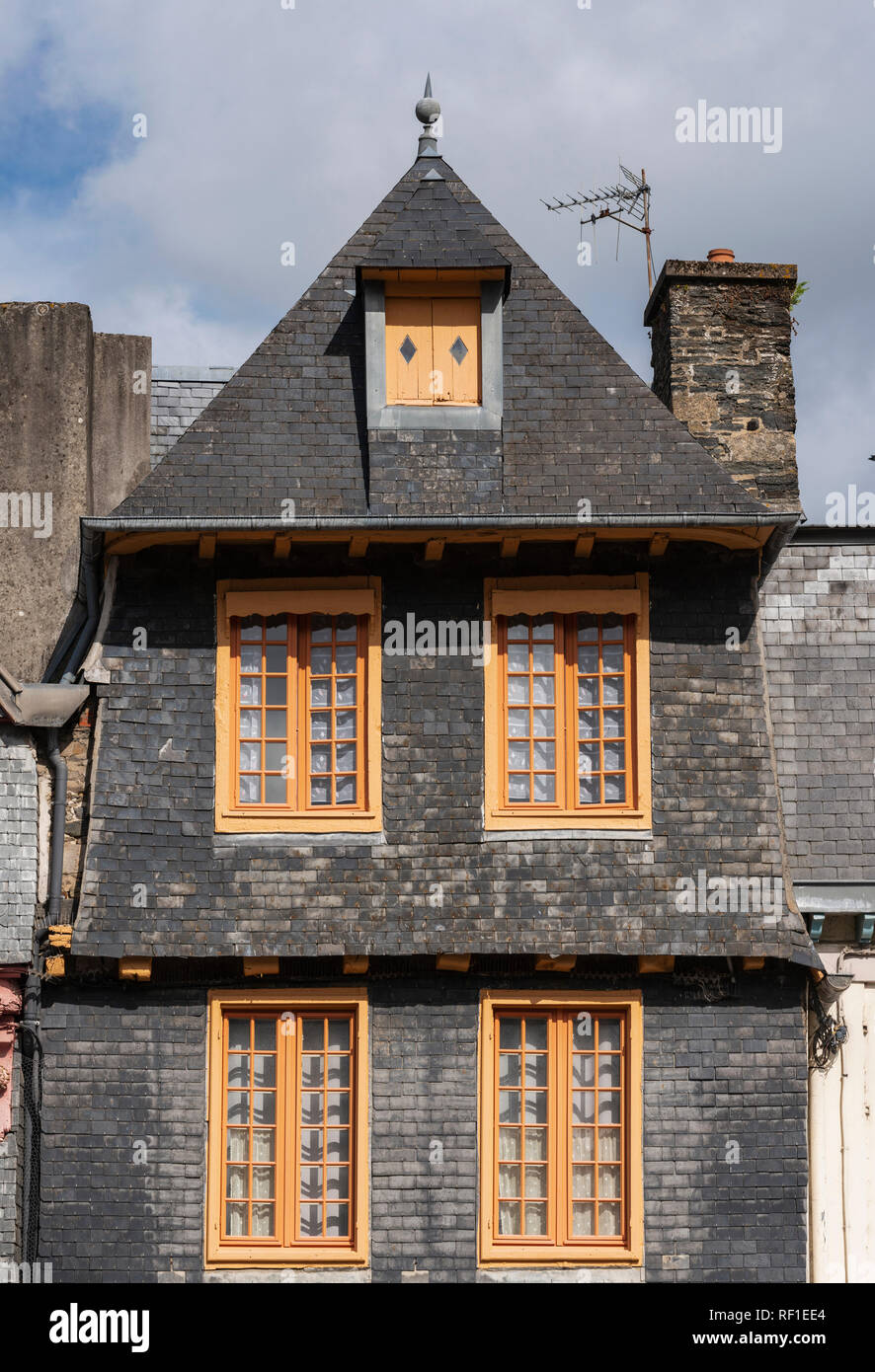 Facade Of Traditional House Morlaix Finistere Brittany France