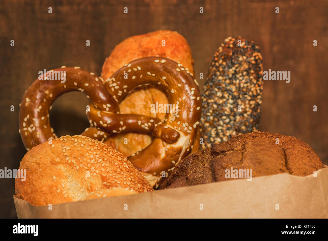 Paper bag with bread on white background, Various fresh bread isolated ...