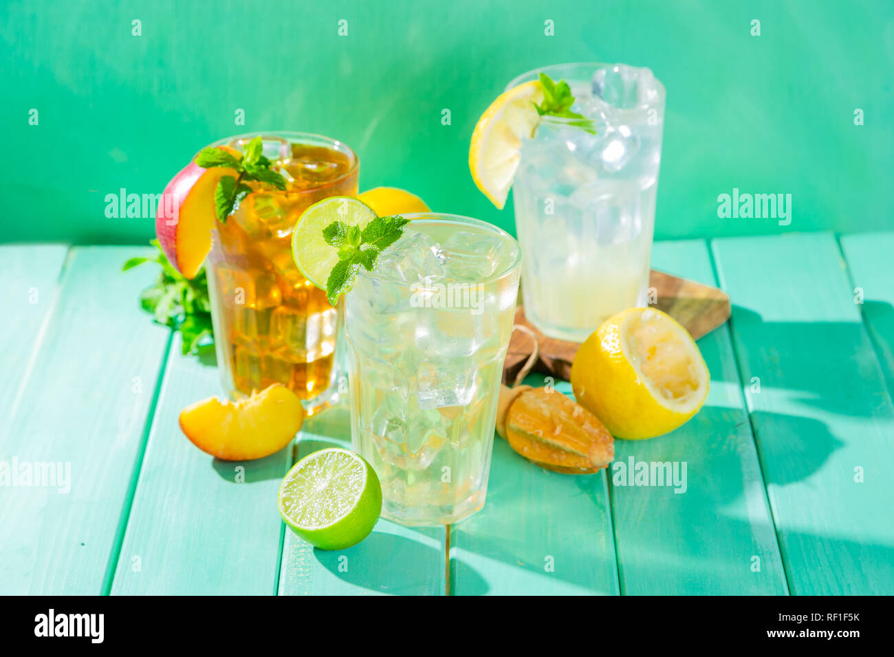 Refreshment Using Tea Summer drinks - selection of iced tea refreshments Stock Photo - Alamy
