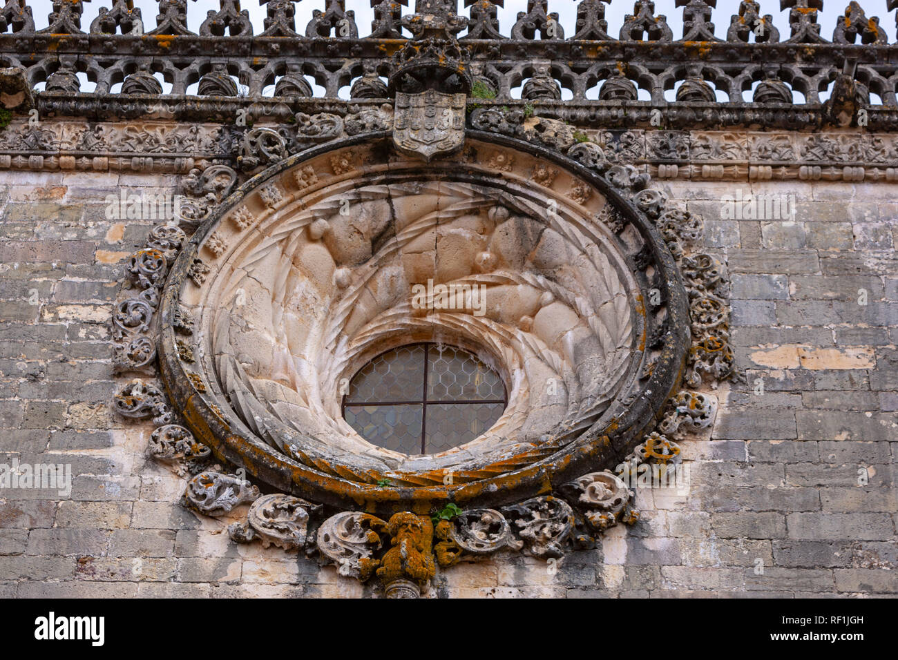 Western facade of the church, Convent of Christ, Tomar, Portugal Stock Photo