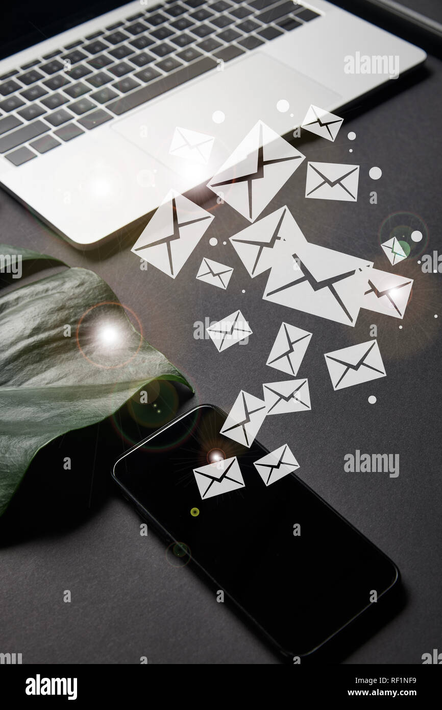 Smartphone with blank screen and Email icons Stock Photo - Alamy