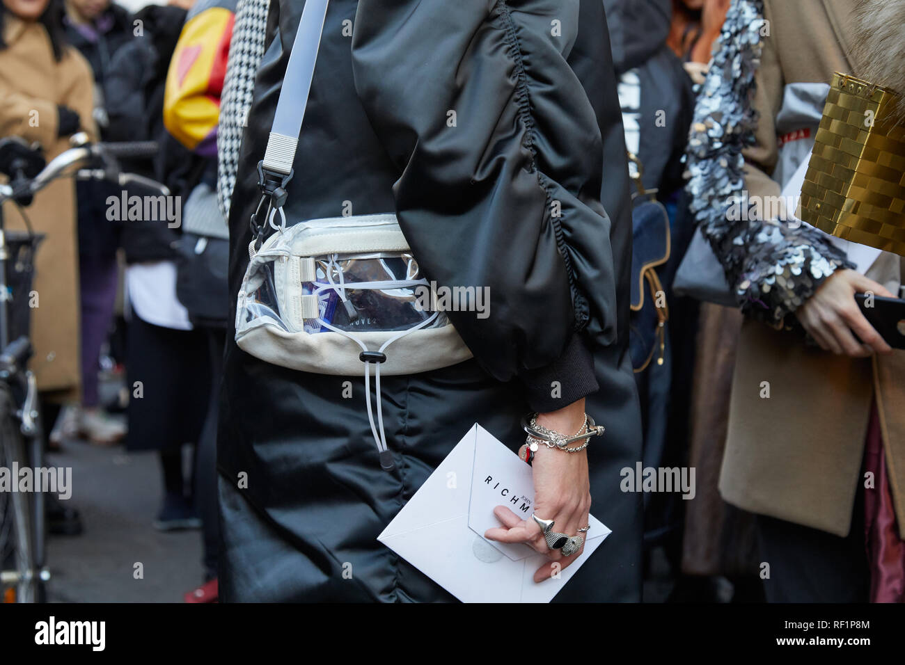 MILAN - SEPTEMBER 20: Man with black Louis Vuitton backpack and black and  golden Adidas jacket before Alberto Zambelli fashion show, Milan Fashion  Wee Stock Photo - Alamy