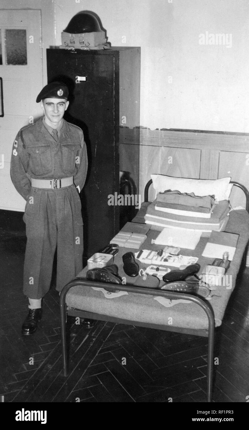 National service soldier kit inspection Stock Photo