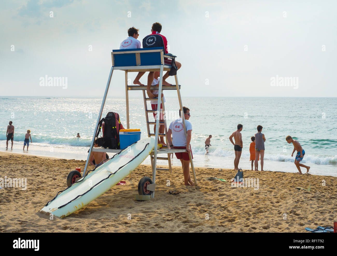 Beach and lifeguards Stock Photo Alamy