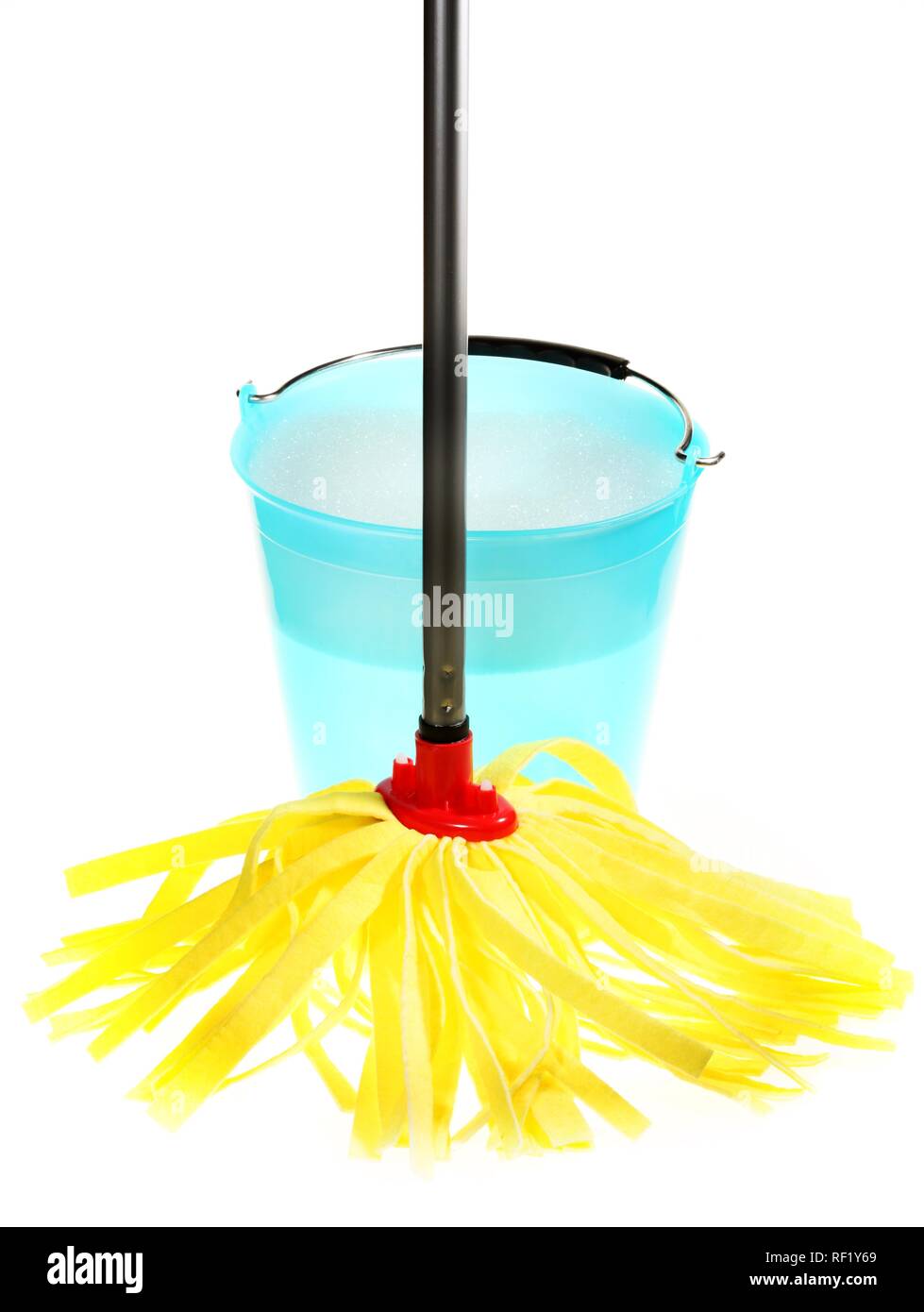 Yellow mop and bucket used to mop floors Stock Photo Alamy