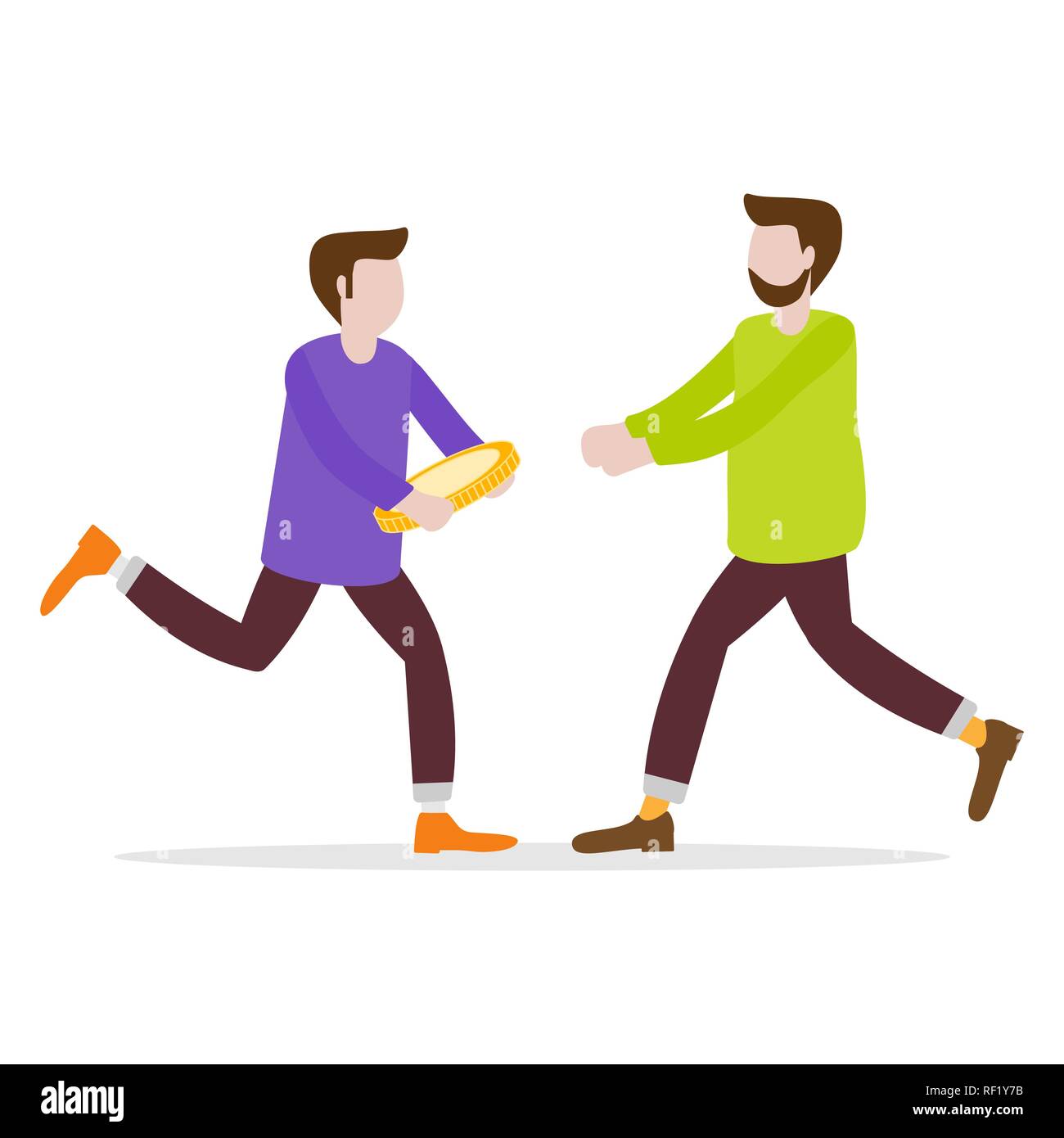 Vector Illustration With Men Transfer Money Using Online Payments