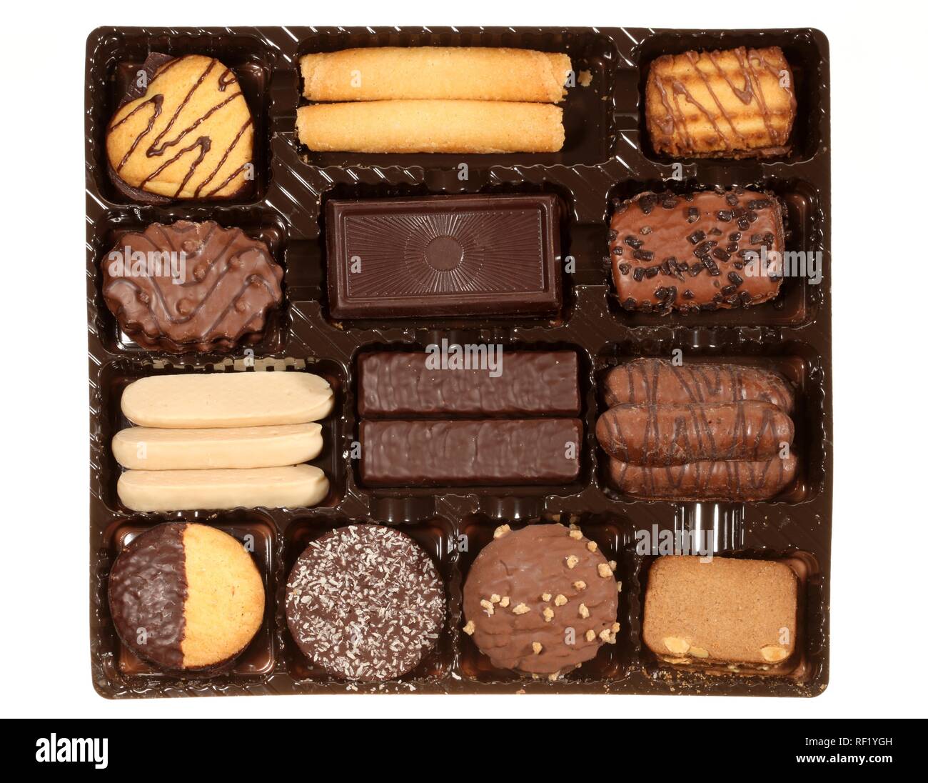 Sweets, assorted cookies or biscuits in a tray Stock Photo
