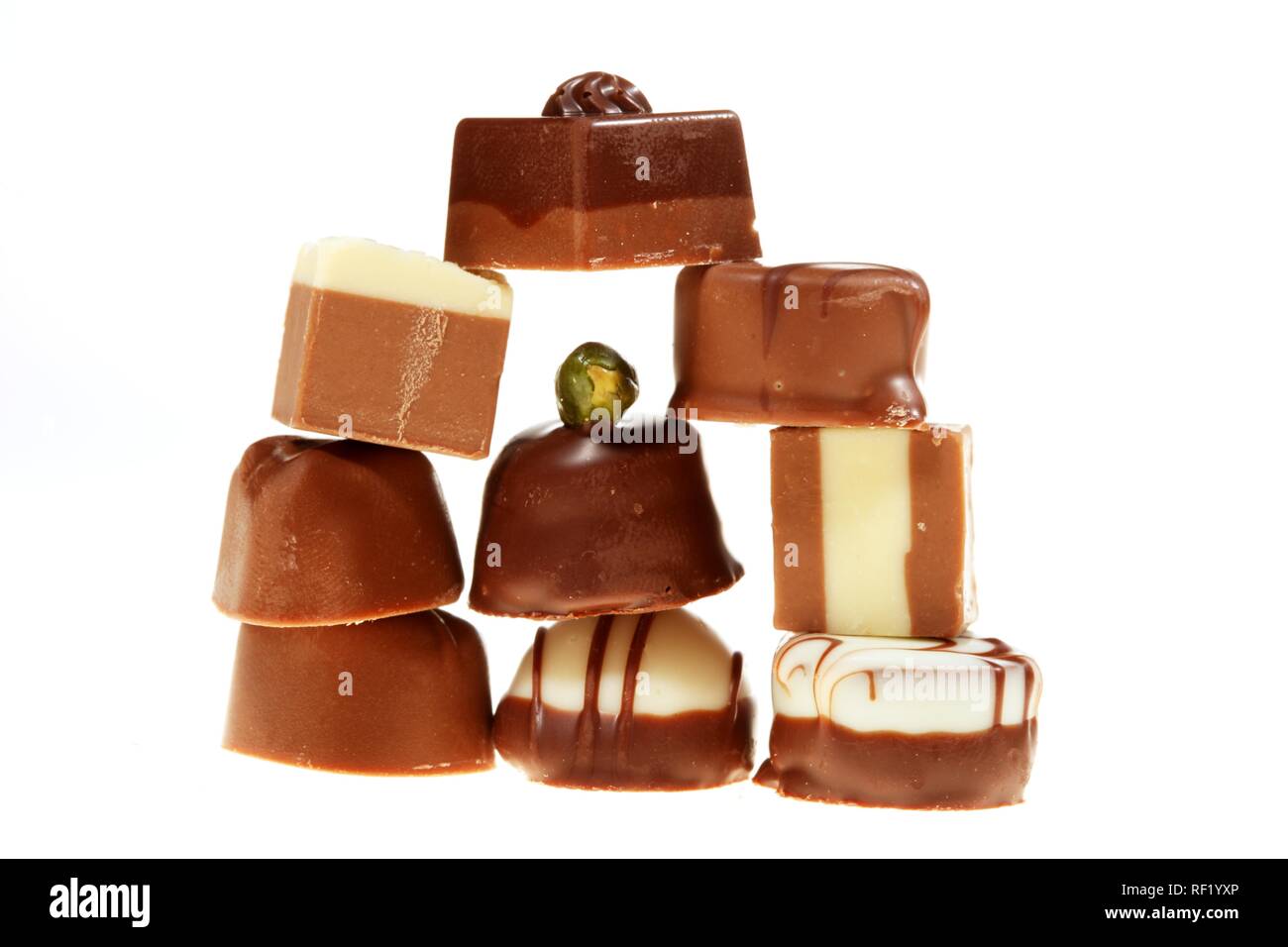 Assorted pralines Stock Photo
