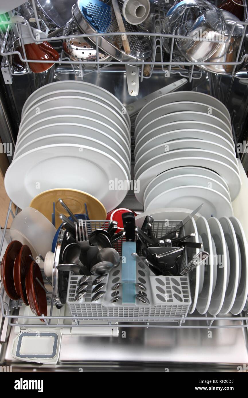 Clean dishes in dishwasher after a washing Stock Photo Alamy