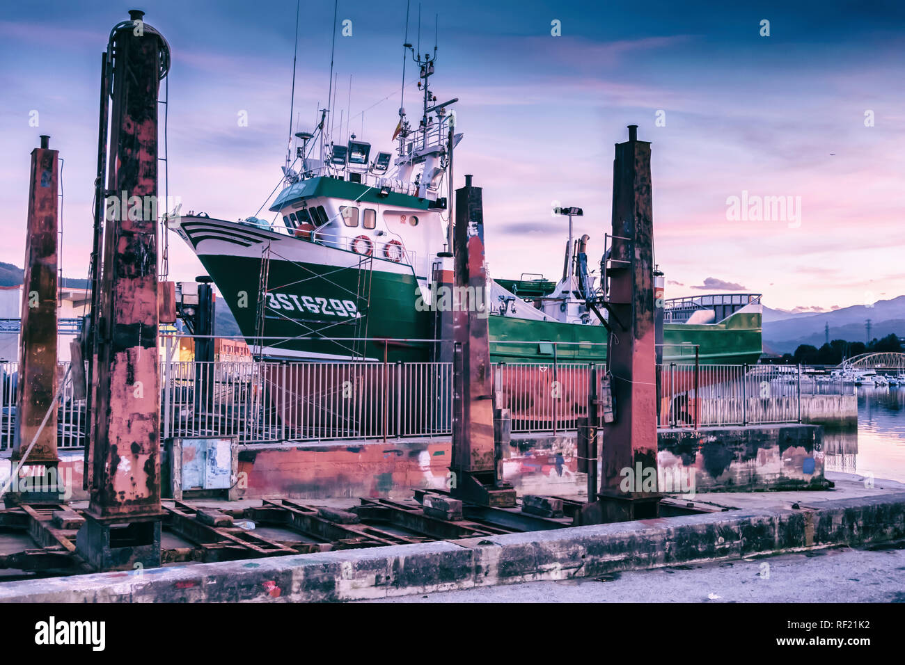 Dockyard in a fish port. Stock Photo