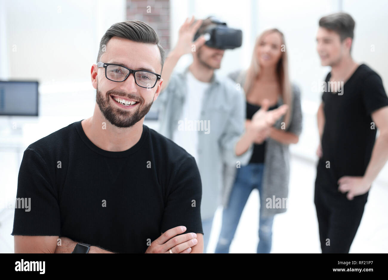 male software programmer testing a new app Stock Photo