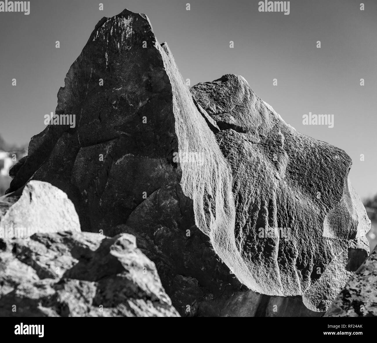 South Africa, Cape Town, Rock formation, black and white Stock Photo
