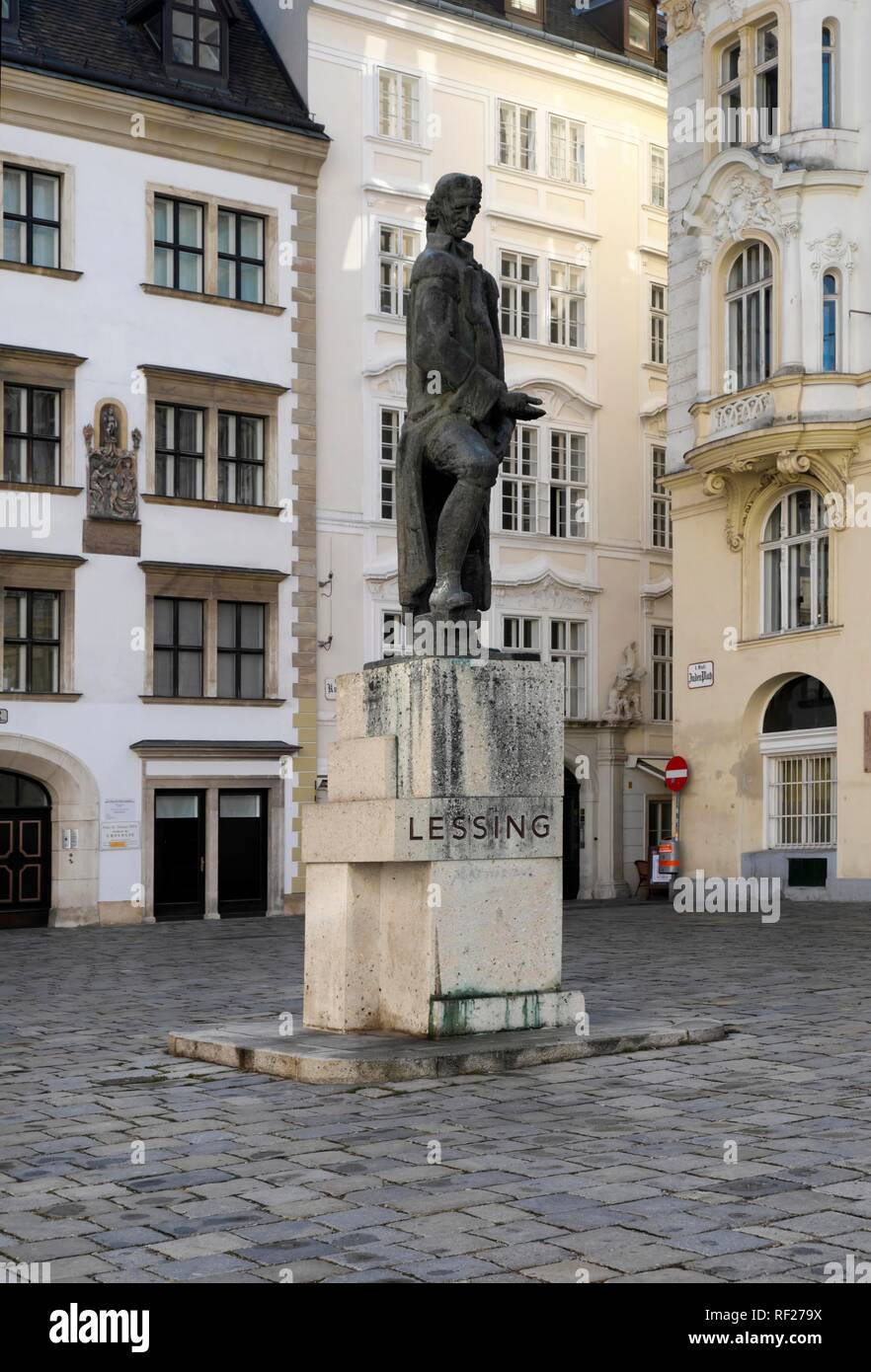 Monument Gotthold Ephraim Lessing, created by Siegfried Charoux, Judenplatz, Vienna, Austria Stock Photo
