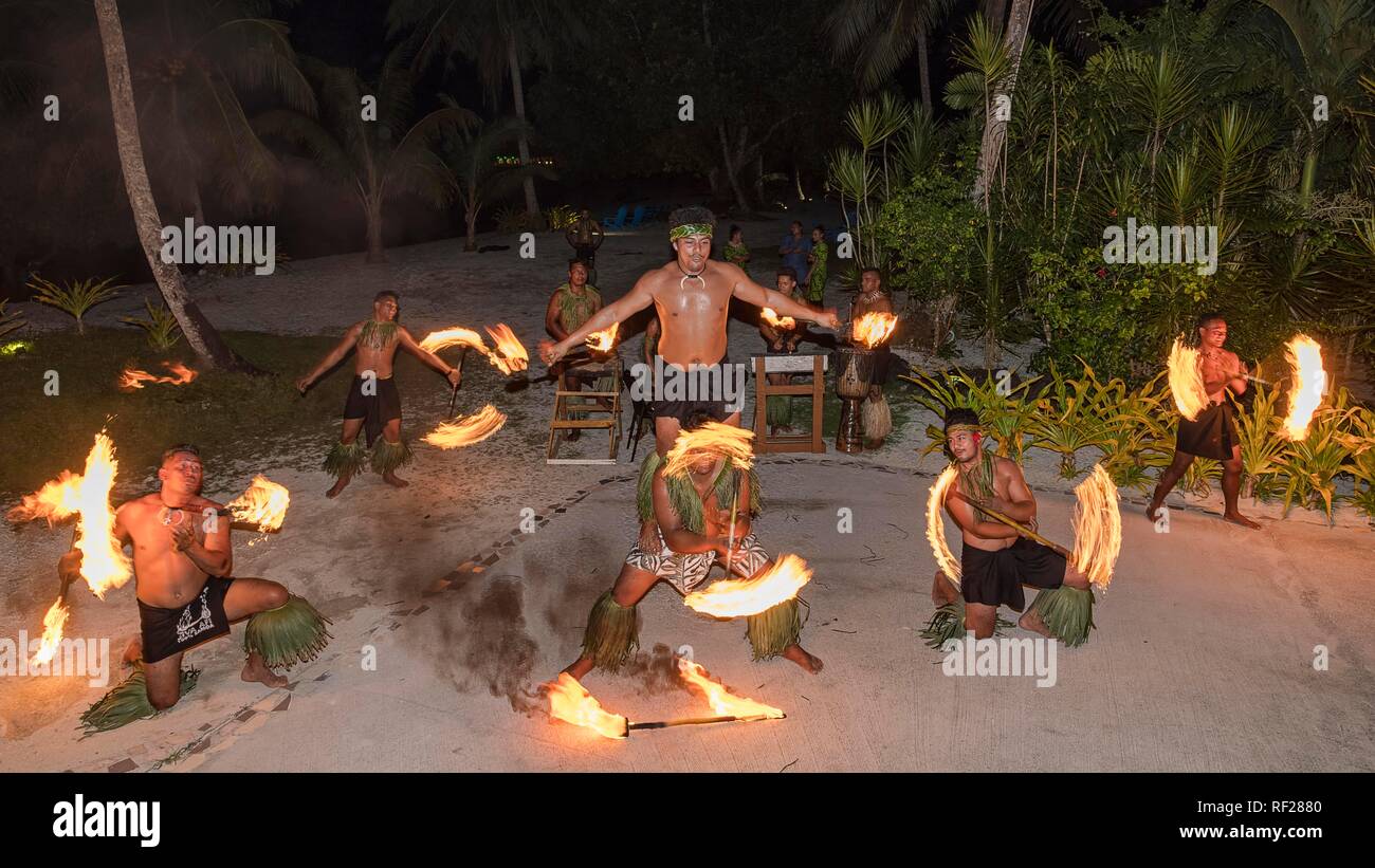 Traditional Fire Dance in Samoa Stock Photo