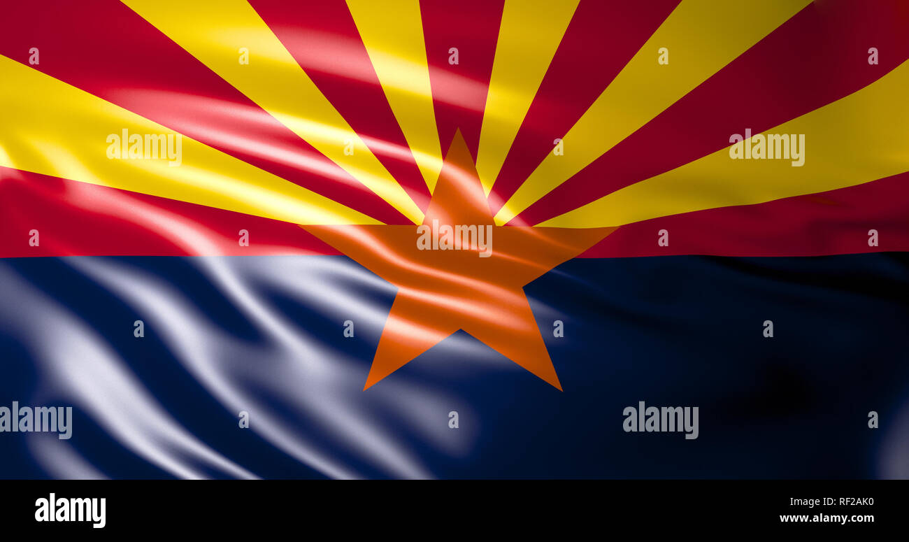 Arizona state flag. 3D Illustration of Arizona state flag, United