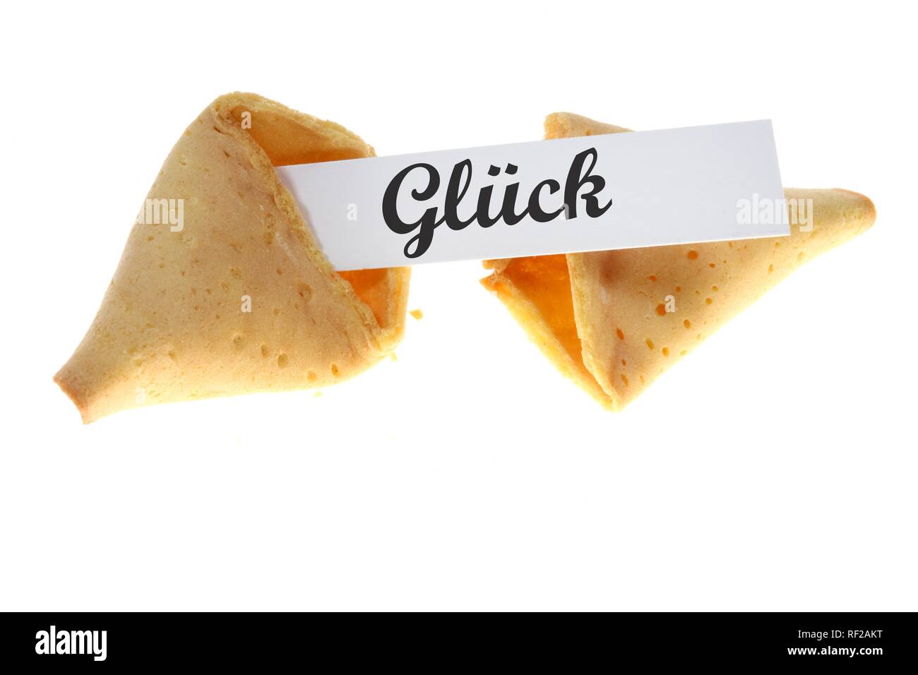 Opened fortune cookie, Glueck, luck Stock Photo