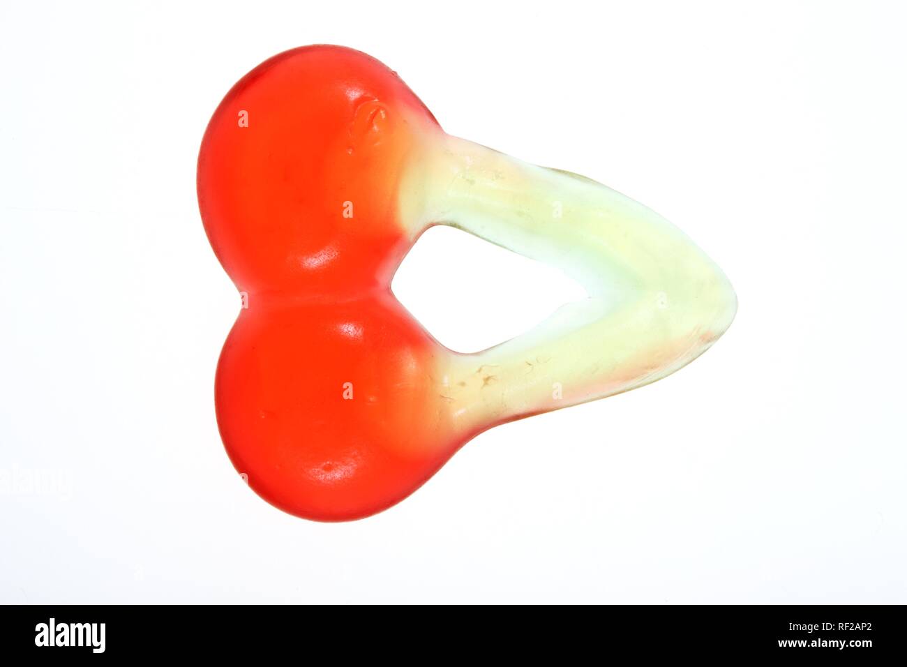 Sweets, jelly wine gums in the shape of red cherries, cherry jujube