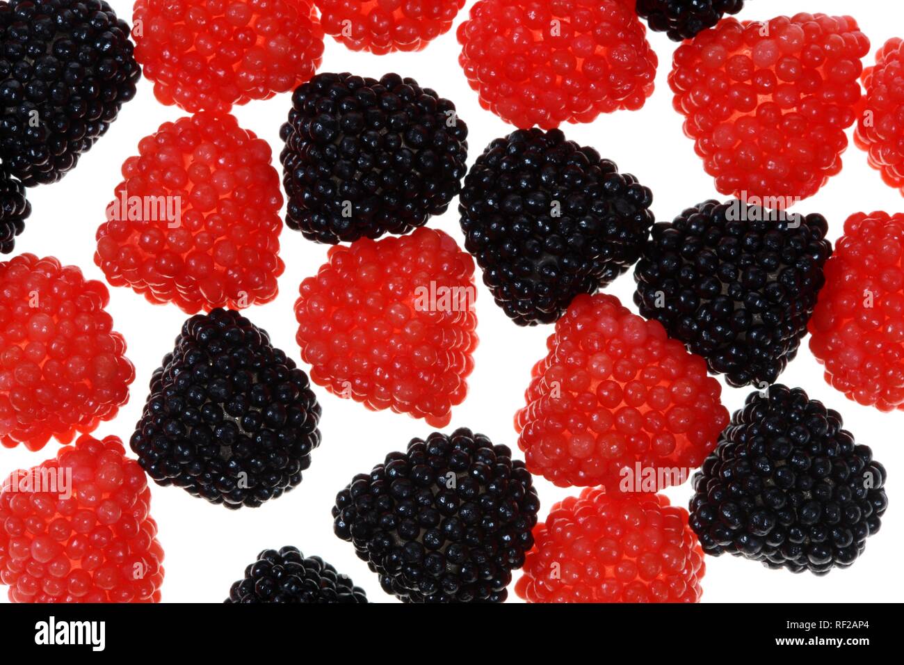 Sweets, jelly berries shaped like raspberries and blackberries, berry