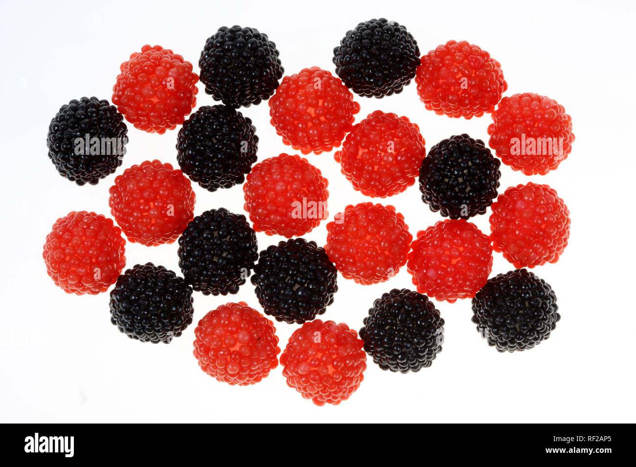 Sweets, jelly berries shaped like raspberries and blackberries, berry