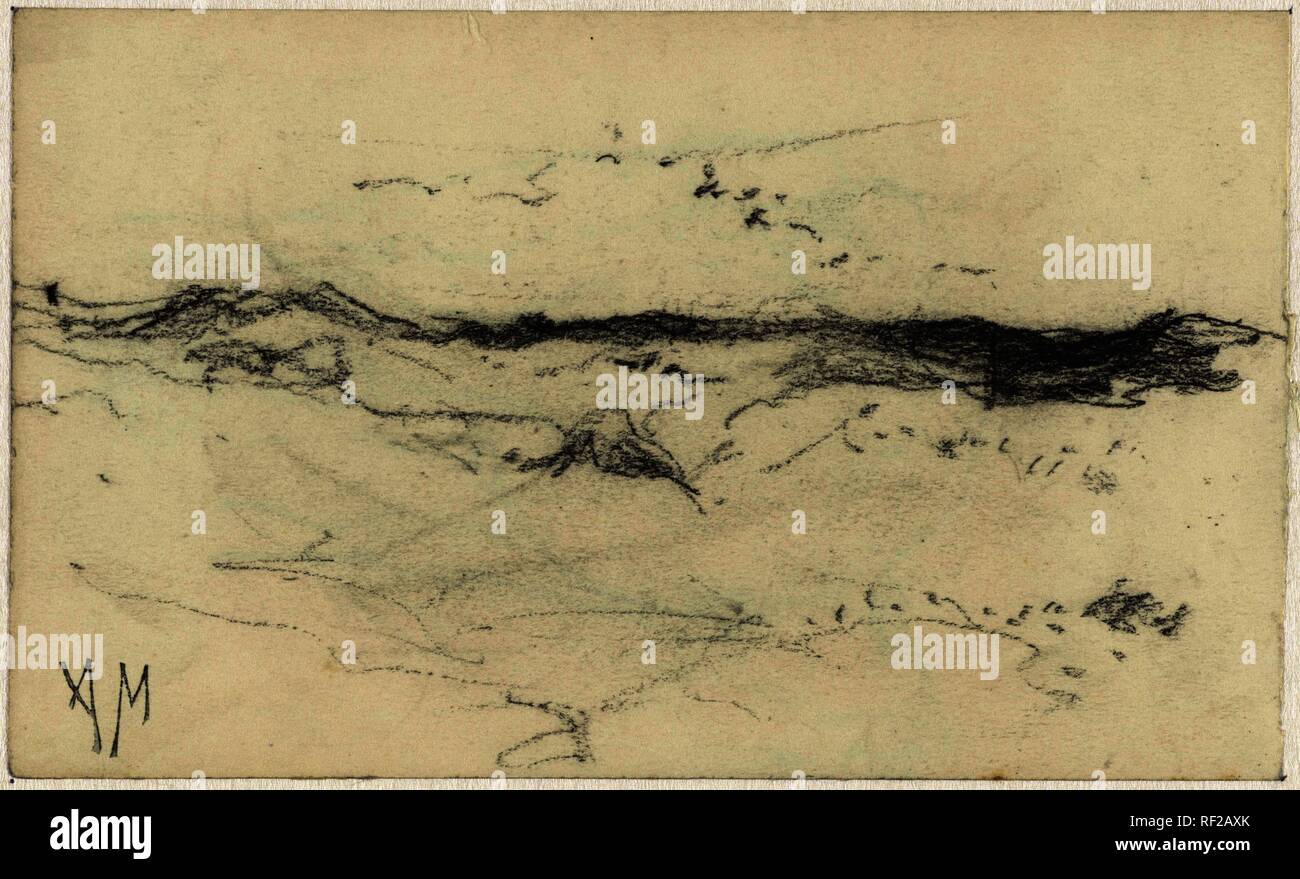 Landscape. Draughtsman: Anton Mauve. Dating: 1848 - 1888. Measurements: h 95 mm × w 159 mm. Museum: Rijksmuseum, Amsterdam. Stock Photo