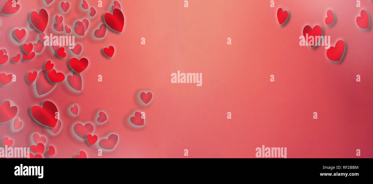 Red and pink hearts, valentines background banner with space for text ...