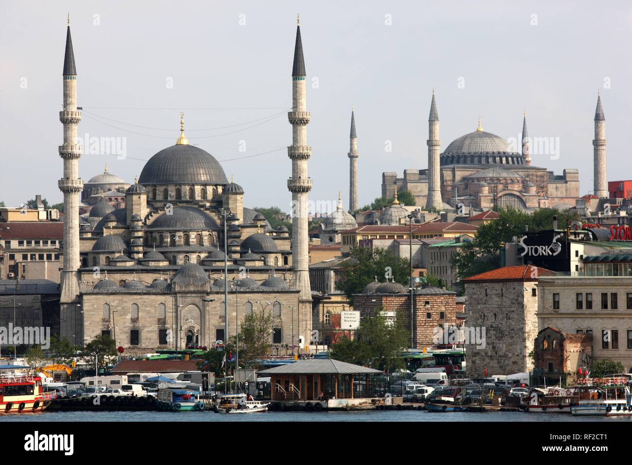 Golden Horn with the New Mosque in front of Hagia Sophia, Istanbul, Tuerkei Stock Photo