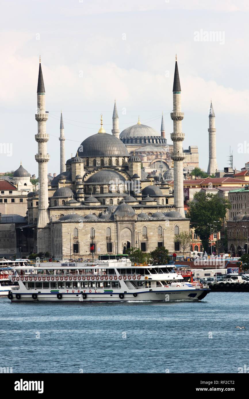 Golden Horn with the New Mosque in front of Hagia Sophia, Istanbul, Tuerkei Stock Photo