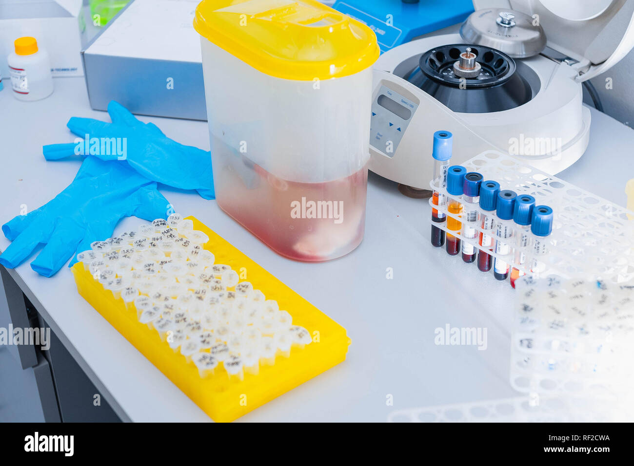 Workplace in the laboratory of blood tests and dna. Medical equipment