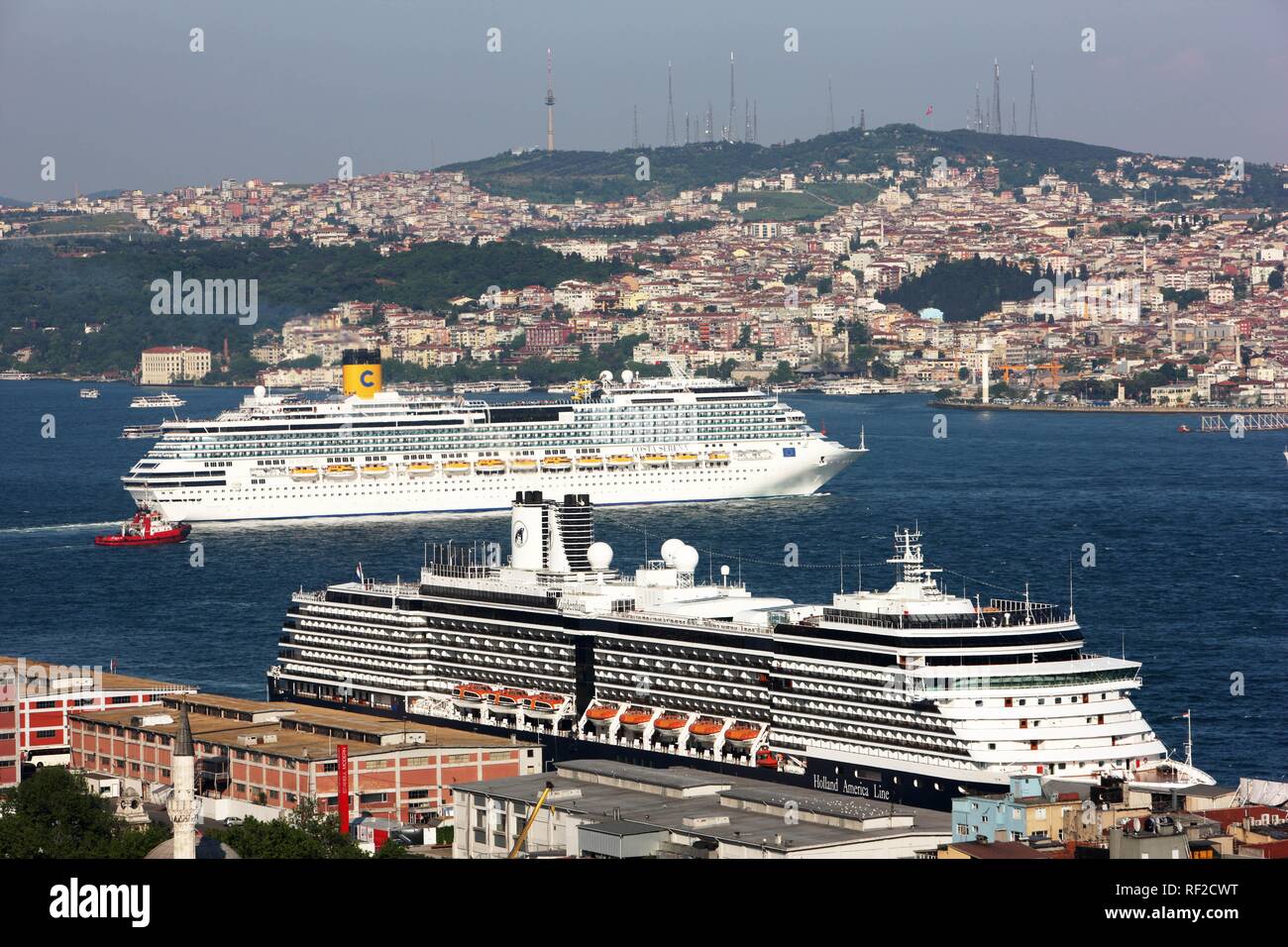 Cruise liner on the Bosphorus, Istanbul, Turkey Stock Photo
