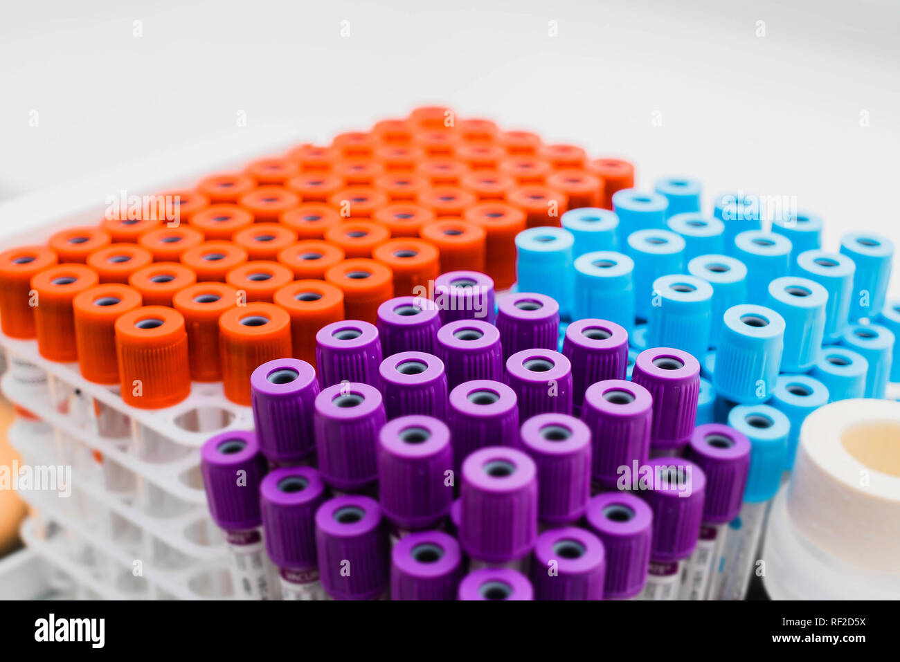 Vacuum tubes for blood collection. Laboratory blood test Stock Photo