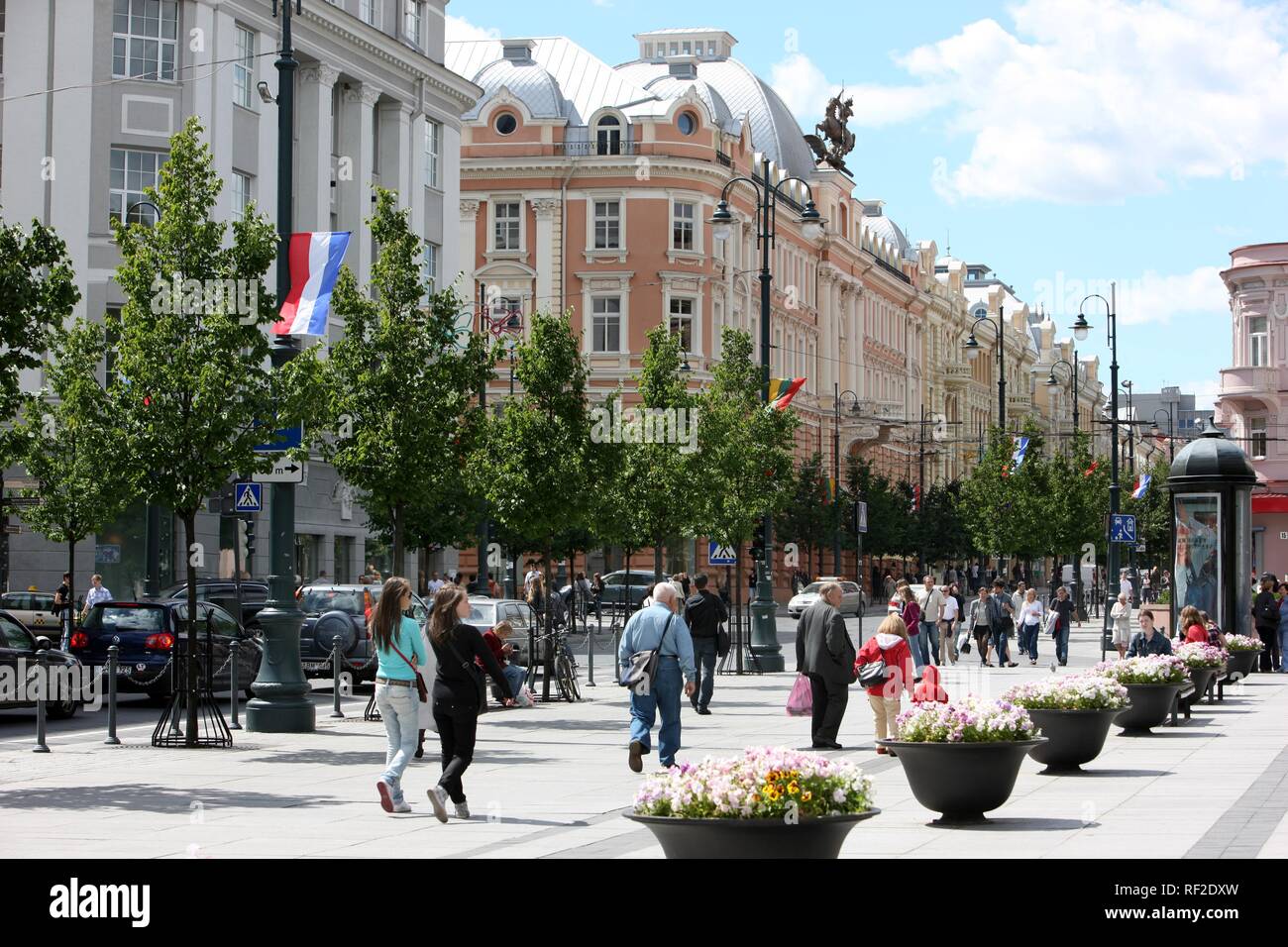 Gedimino Prospektas, largest shopping and pedestrian street in the city center, with many businesses, fashion shops Stock Photo
