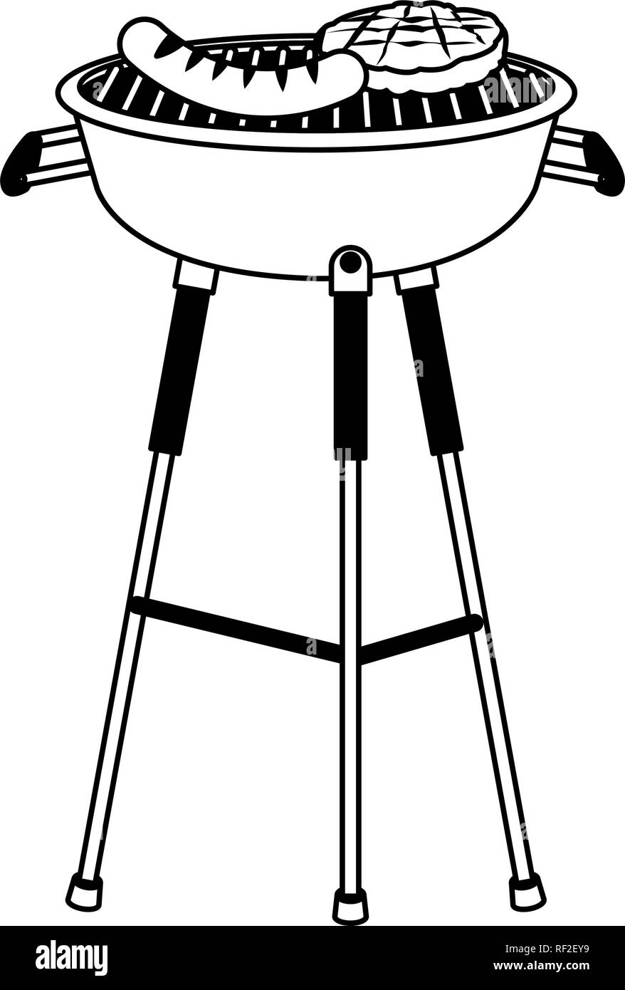 Delicious meat on grill in black and white Stock Vector Image & Art Alamy