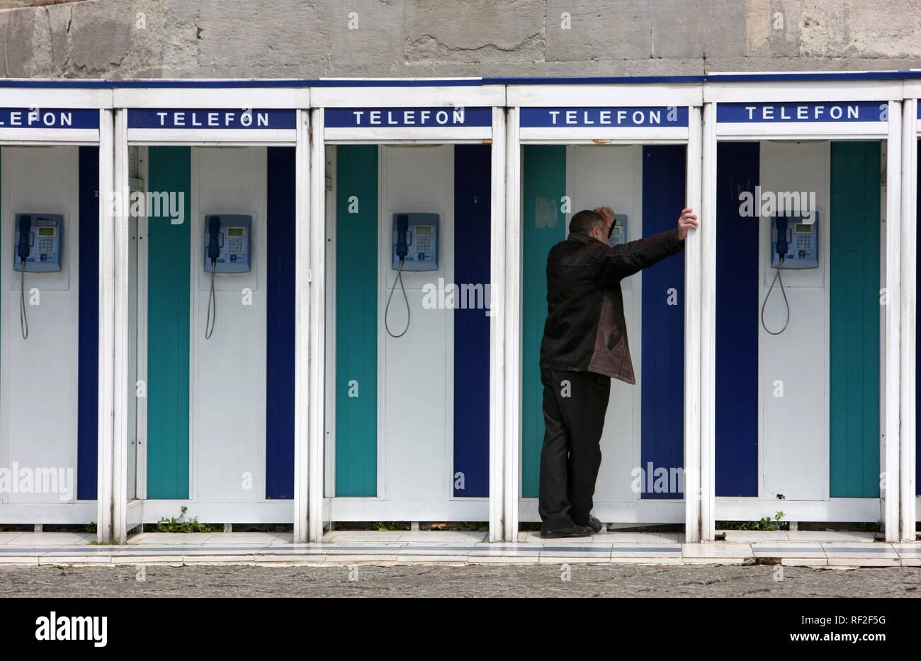 Public phone boxes at the Grand Bazaar, Sultanahmet, Istanbul, Turkey Stock Photo