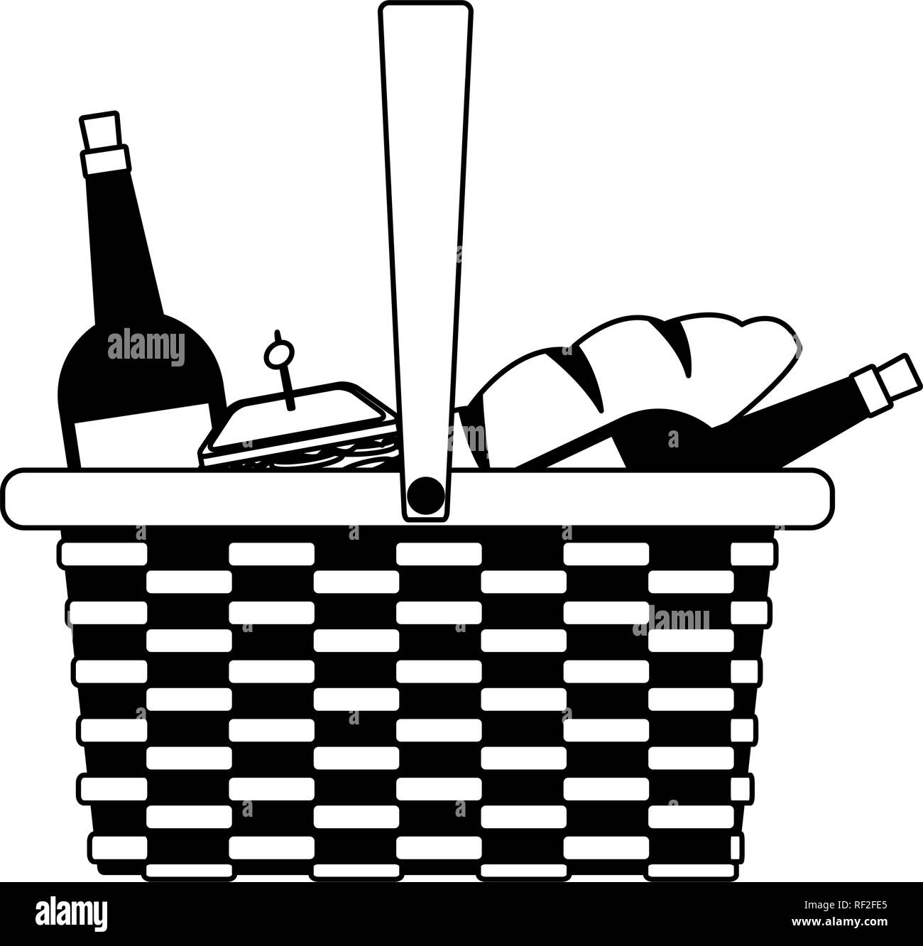 Picnic basket isolated in black and white Stock Vector Image & Art Alamy