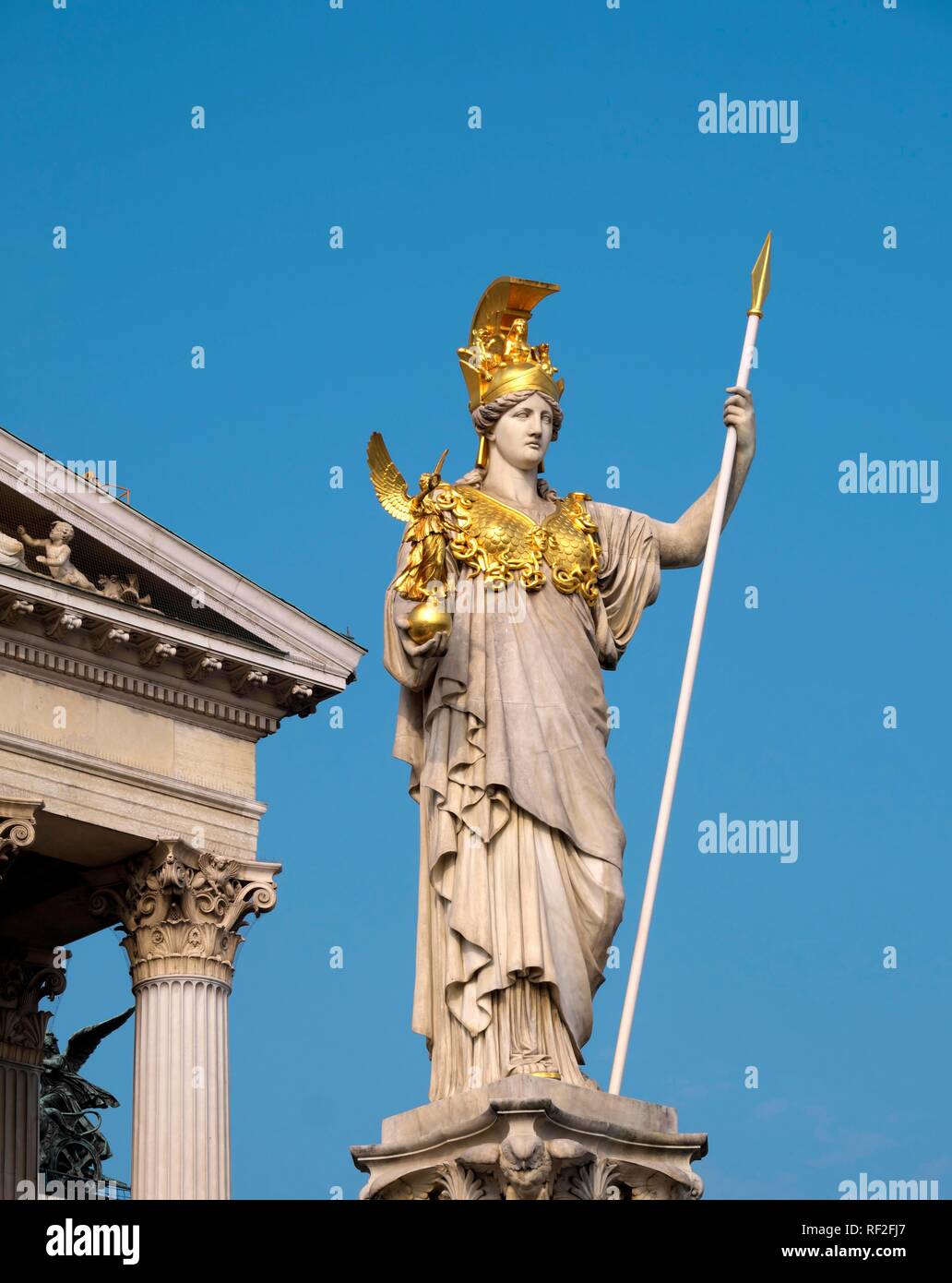 Figure, Pallas-Athens Fountain, Parliament Building, Vienna, Austria Stock Photo
