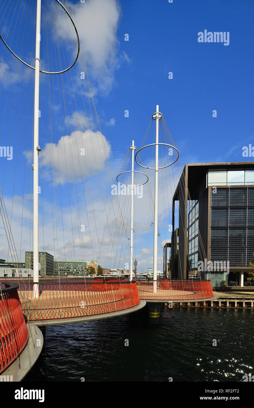 Cirkelbroen Bridge, designed by artist Olafur Eliasson, Christianshavn district, Copenhagen, Denmark Stock Photo