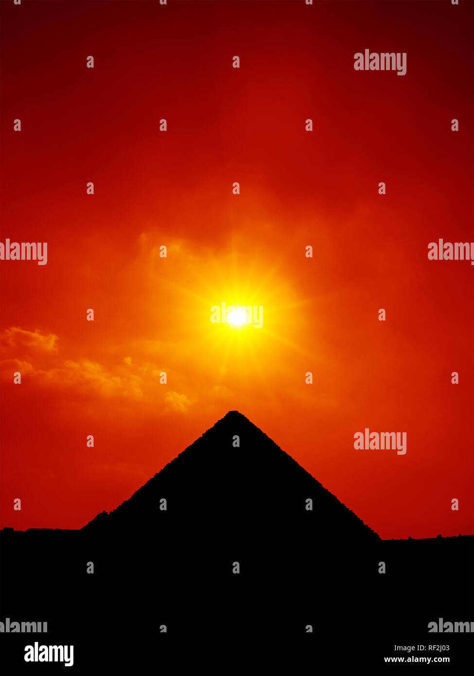 An image of a sunset sky at the pyramids of Giza Cairo Egypt Stock ...
