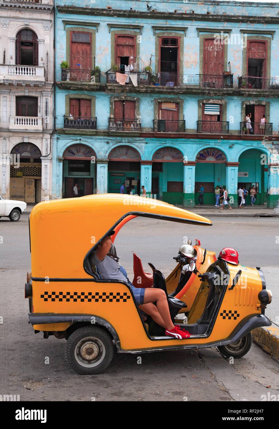 Tricycle taxi, Havana, Cuba, Caribbean Stock Photo