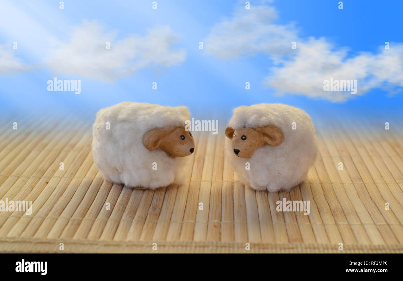 sheep mow funny sweet swirly mascot sky cloud greeting love Stock Photo