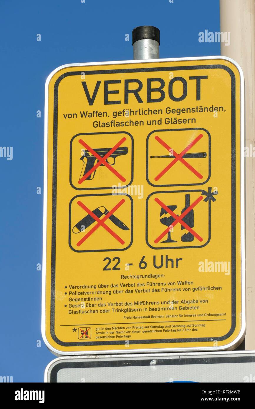Weapon prohibition sign, Germany Stock Photo