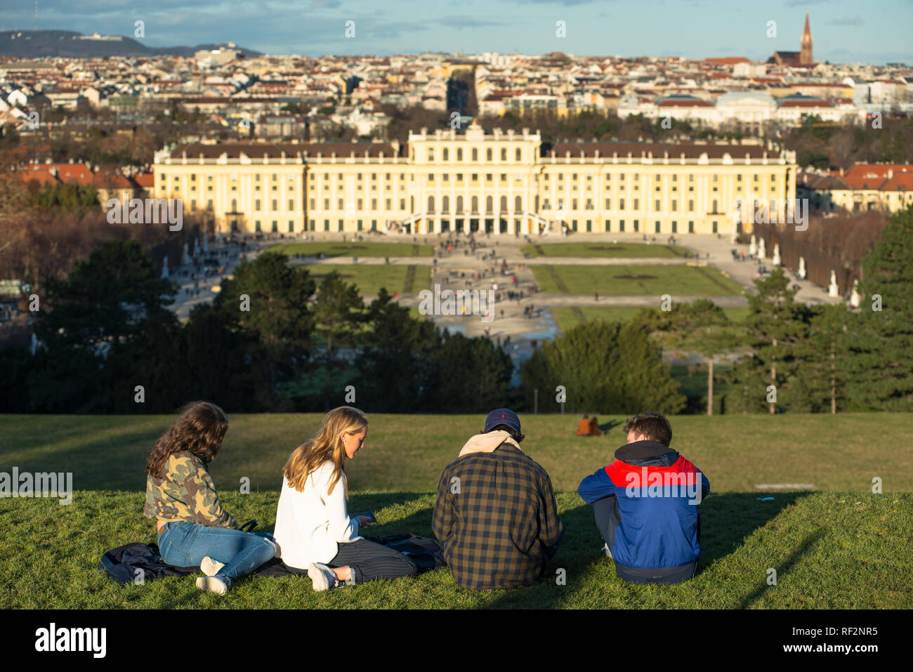 Vienna city skyline views from Schönbrunn Palace garden. Austria. Stock Photo